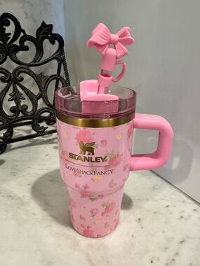 Stanley Pink Glitter Travel Tumbler with Gold Logo